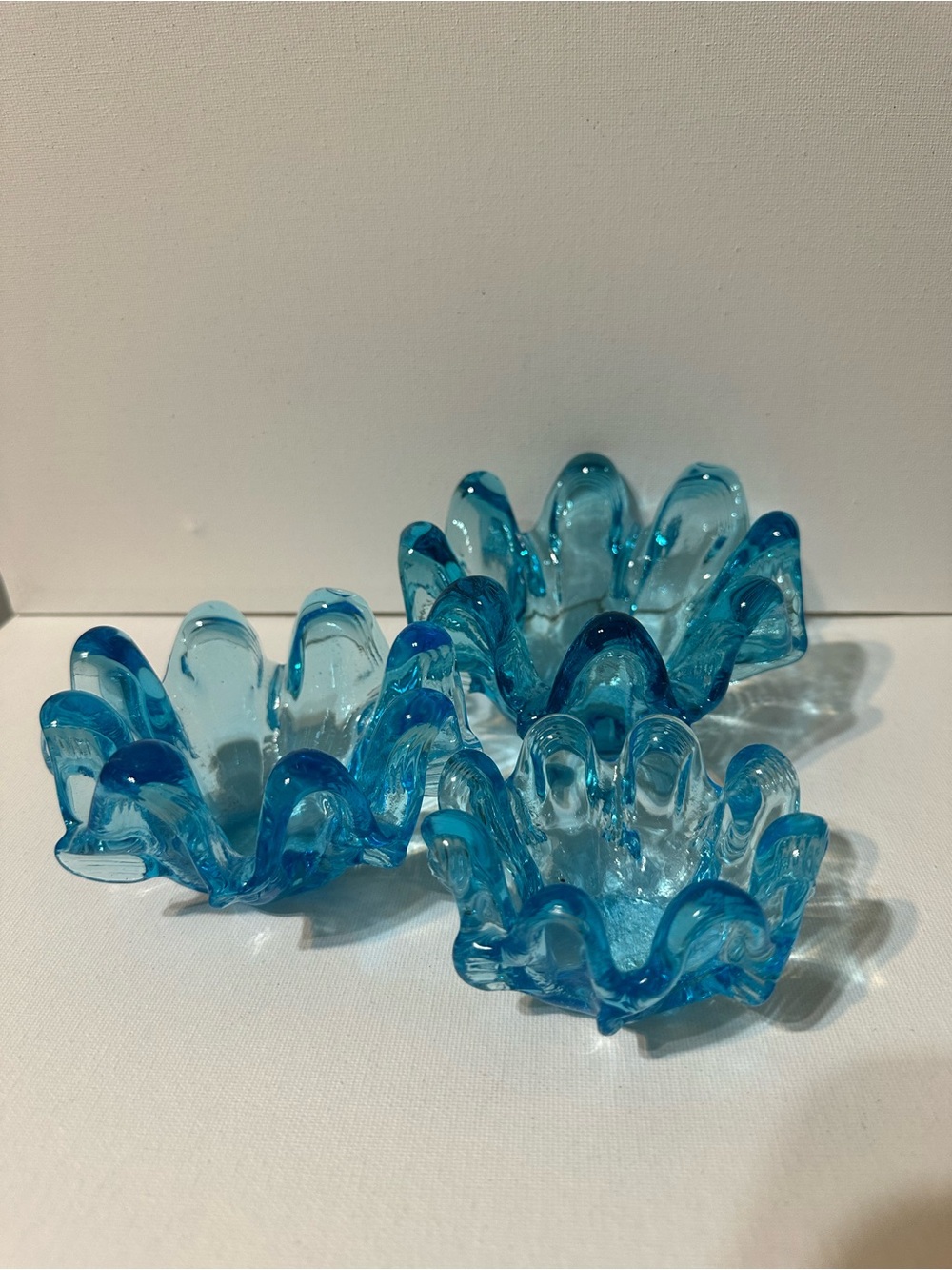 MCM Aqua Blue Glass Nesting Bowls